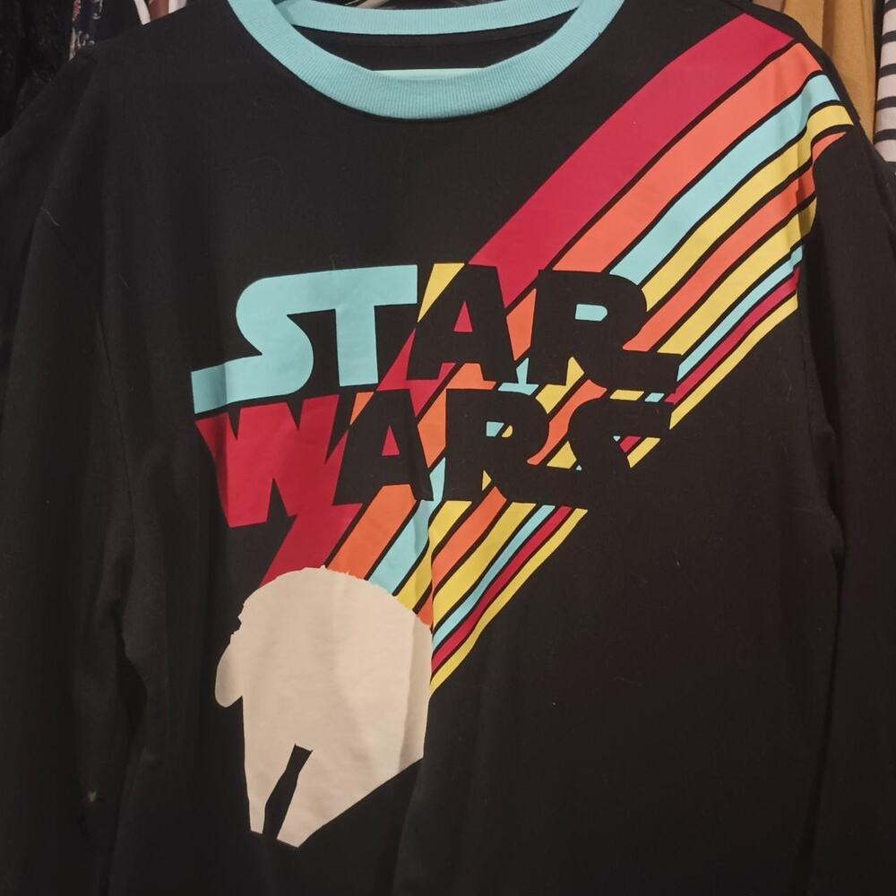 Star Wars - Size XL Retro LS Long Sleeve Ringer T-Shirt Disney Millenium Falcon